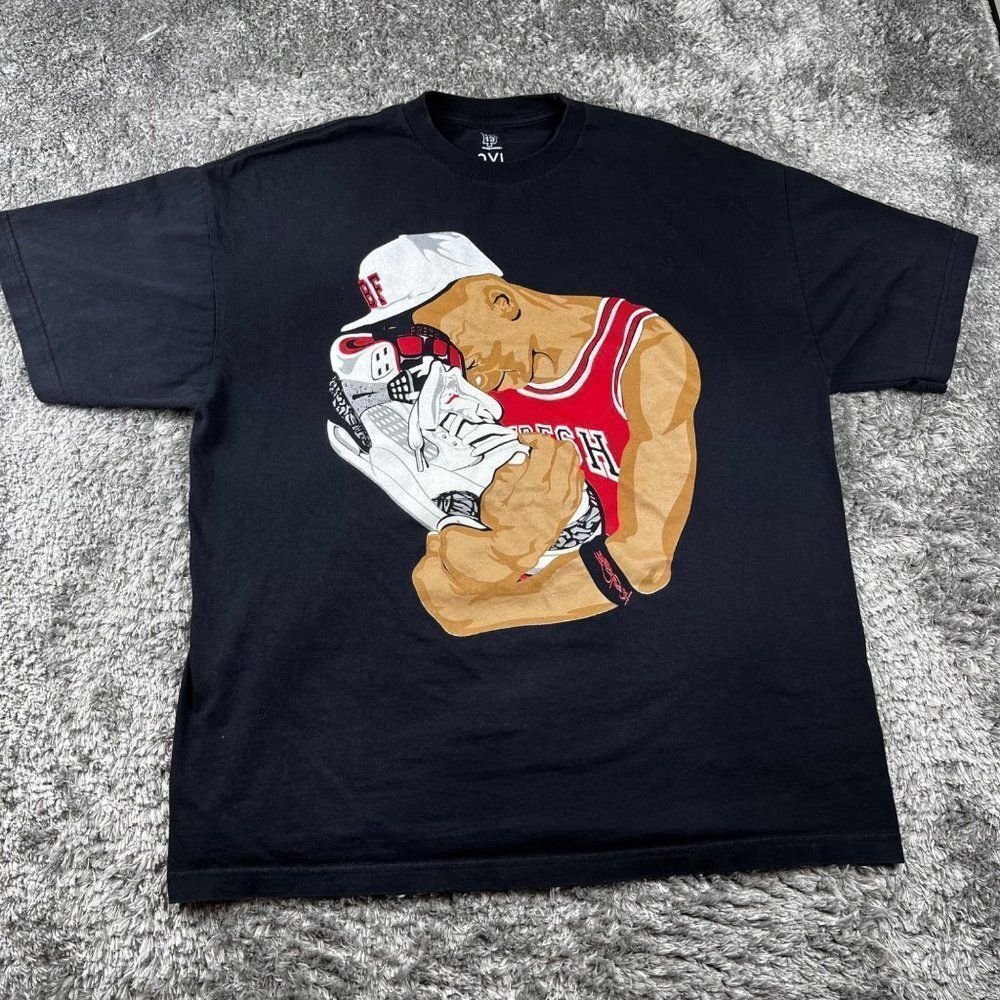 Bobby Fresh Shirt Men 2XL XXL Black Graphic Jordan Cement Short Sleeve Crewneck